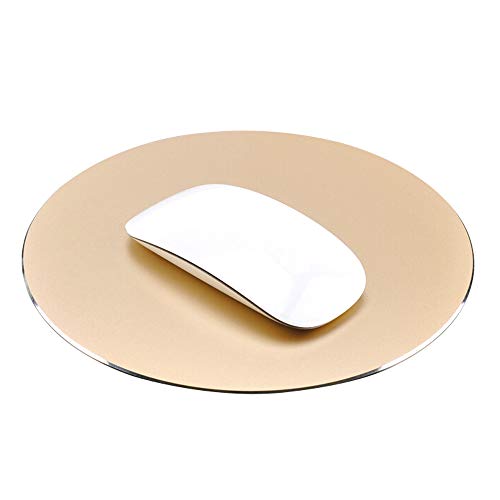 ProElife Premium Aluminum Metal Mouse Pad Mice Mat 8.66 inch (Round, Champagne Gold) - Image 1