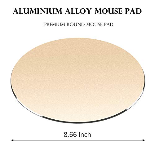 ProElife Premium Aluminum Metal Mouse Pad Mice Mat 8.66 inch (Round, Champagne Gold) - Image 2