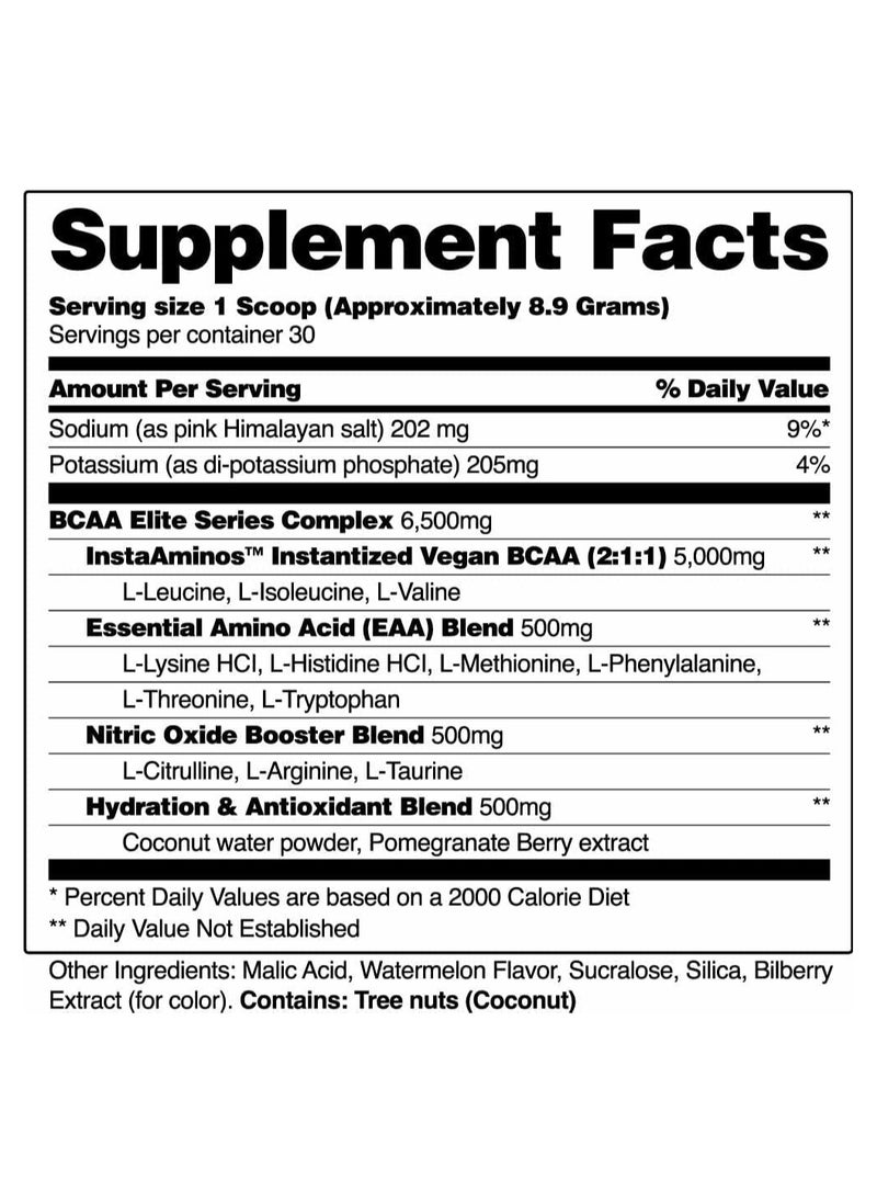 SNAP SUPPLEMENTS - BCAAs Muscle Strength and Recovery Complete Zero sugar and Naturally sweetened,supports quick recovery, promotes strength, replenishes and hydrates, 30 Servings Dietary Supplement,Pomegranate Watermelon,,Net Wt 9.1oz,258g - Image 1