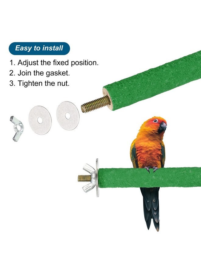 PATIKIL 0.6x5.5 Inch Bird Cage Perch, 2 Pack Parrot Stand Paw Grinding Stick Bird for Parakeet Cockatiel Cage Accessories, Green - Image 3