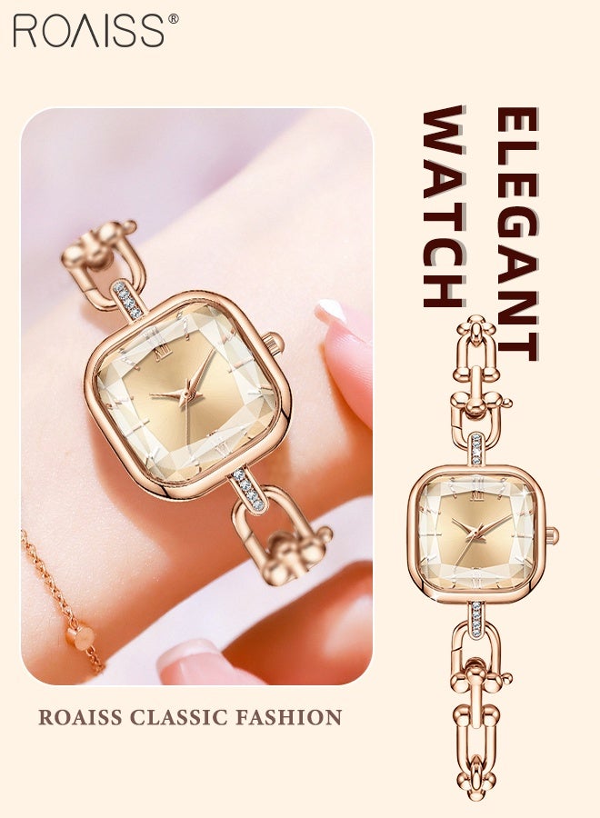 roaiss Women's Luxury Quartz Watch, Analog Display Square Dial with Rhinestone Decoration, Fashion Elegant Bracelet Waterproof Wristwatch  as Gift for Women - Image 1