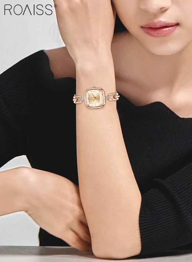roaiss Women's Luxury Quartz Watch, Analog Display Square Dial with Rhinestone Decoration, Fashion Elegant Bracelet Waterproof Wristwatch  as Gift for Women - Image 2