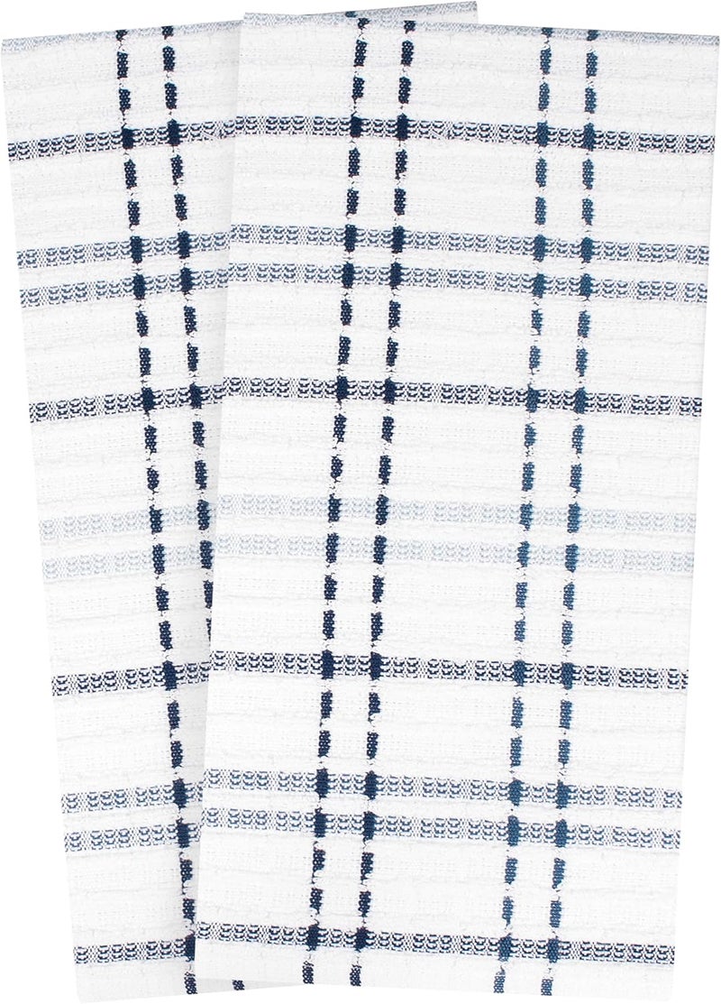 Ritz Royale Collection 100% Combed Terry Cotton, Highly Absorbent, Kitchen Dish Cloth Set, 13-3/4" x 12", 4-Pack, Solid & Checked, Federal Blue - Image 4