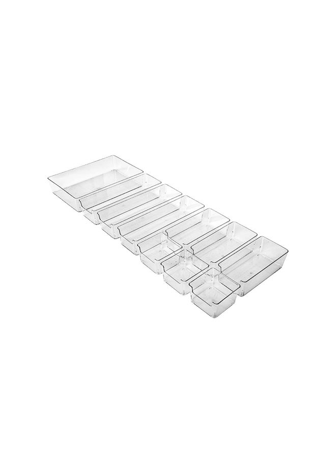 ايست من نون مجموعة منظم مكتب من البلاستيك الشفاف، مكونة من 10 قطع - مساحات متعددة الأحجام للمكتب والمنزل والدراسة - Image 1
