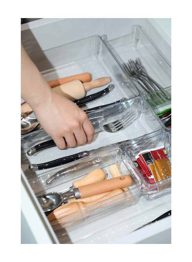 ايست من نون مجموعة منظم مكتب من البلاستيك الشفاف، مكونة من 10 قطع - مساحات متعددة الأحجام للمكتب والمنزل والدراسة - Image 4