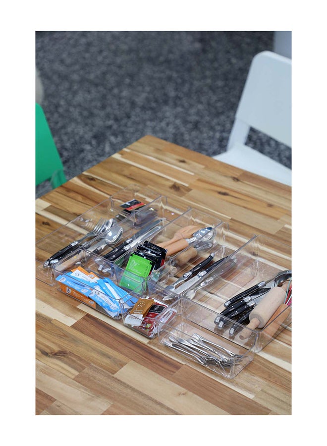 ايست من نون مجموعة منظم مكتب من البلاستيك الشفاف، مكونة من 10 قطع - مساحات متعددة الأحجام للمكتب والمنزل والدراسة - Image 5
