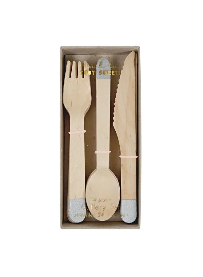 Meri Meri Wooden Cutlery Set - Silver