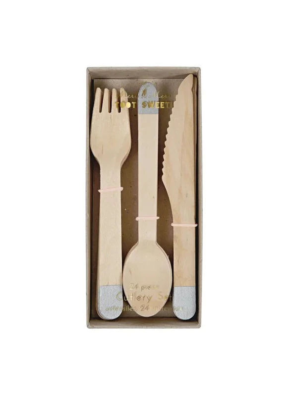 Meri Meri Wooden Cutlery Set - Silver