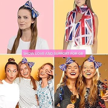 Basic Sense Basic Sense Union Jack Headband Union Jack UK flag Sequin Bow Alice Hair Band for Women Girls - Image 4