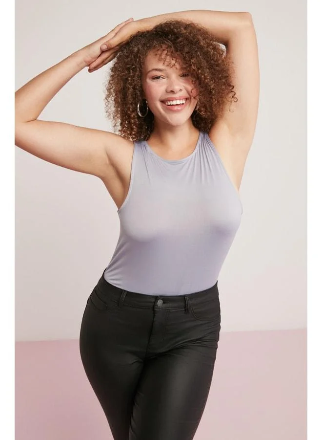 Ethiquet Shelby Women's Full-Fit Halter Neck Sleeveless Grey Plus Size Body