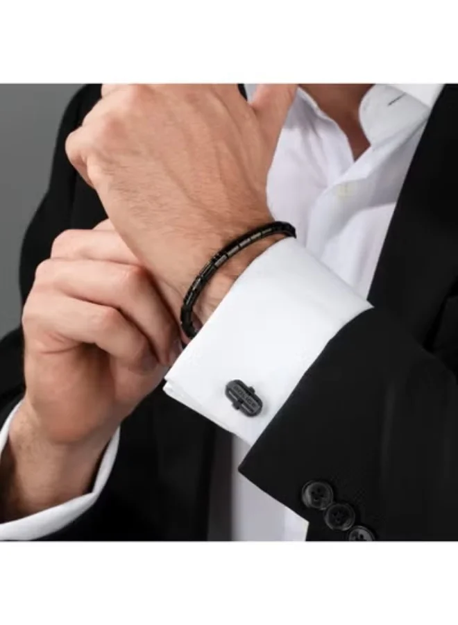 POLICE  Screw Gunmetal and Black Stainless Steel Cufflinks for Men  | Best Price UAE