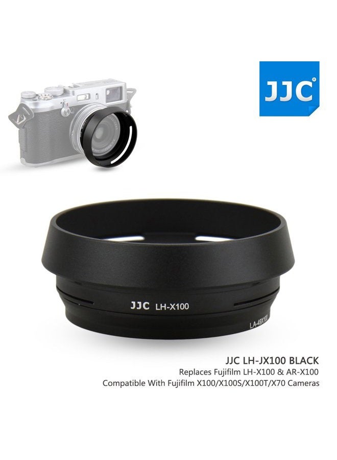 JJC غطاء عدسة من الألمنيوم مع حلقة محول فلتر 49 مم لكاميرات فوجي فيلم X100F X100T X100S X100 X70 بديل لفوجي فيلم LH-X100 AR-X100 / أسود - Image 2