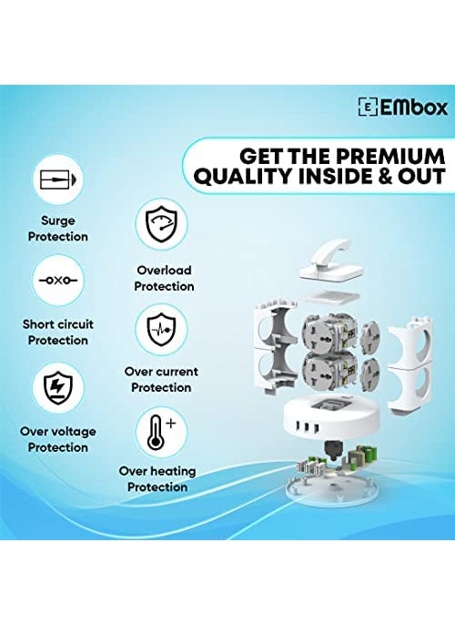 Magicwand Magicwand Power Extension Cube with 3 USB-A & 8 Power Outlets with Voltage Surge Protection【Pack of 1】  - Image 2