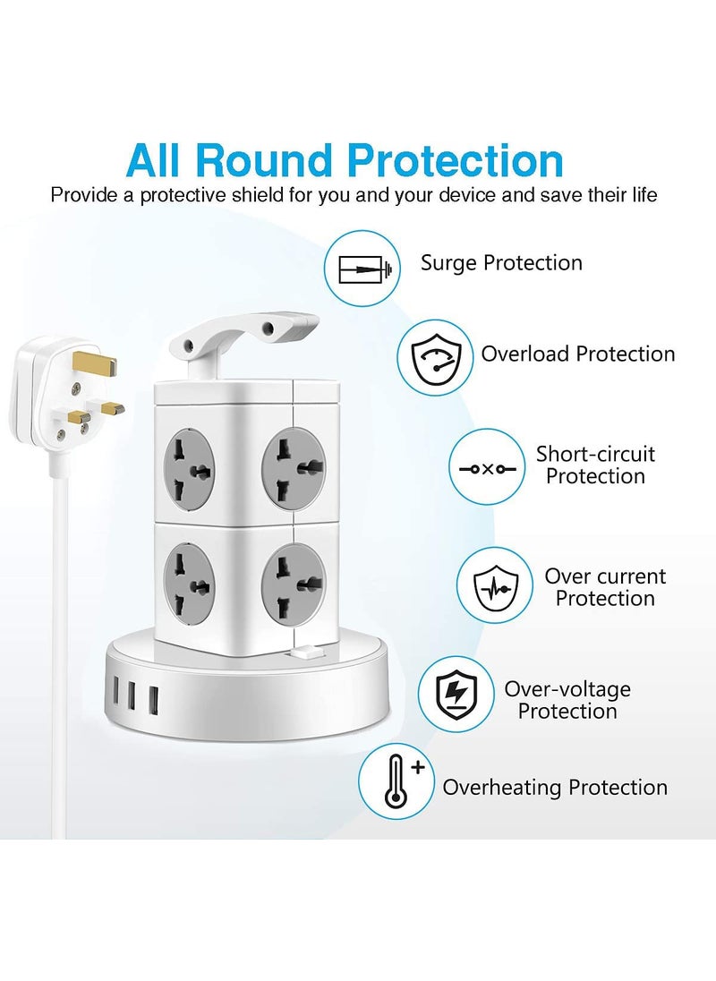 Magicwand Magicwand Power Extension Cube with 3 USB-A & 8 Power Outlets with Voltage Surge Protection【Pack of 1】  - Image 4