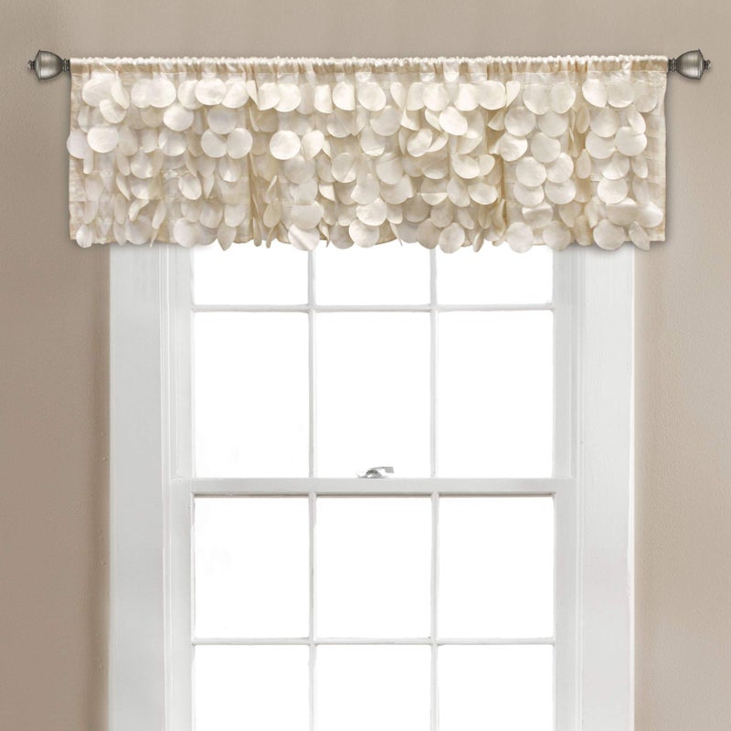 Lush Decor Ivory Gigi Valance Textured Window Kitchen Curtain