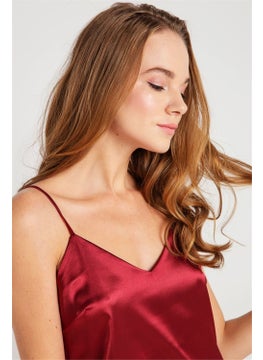 Magic Form 7270 Women's Burgundy Strappy Satin Nightgown  - Image 2