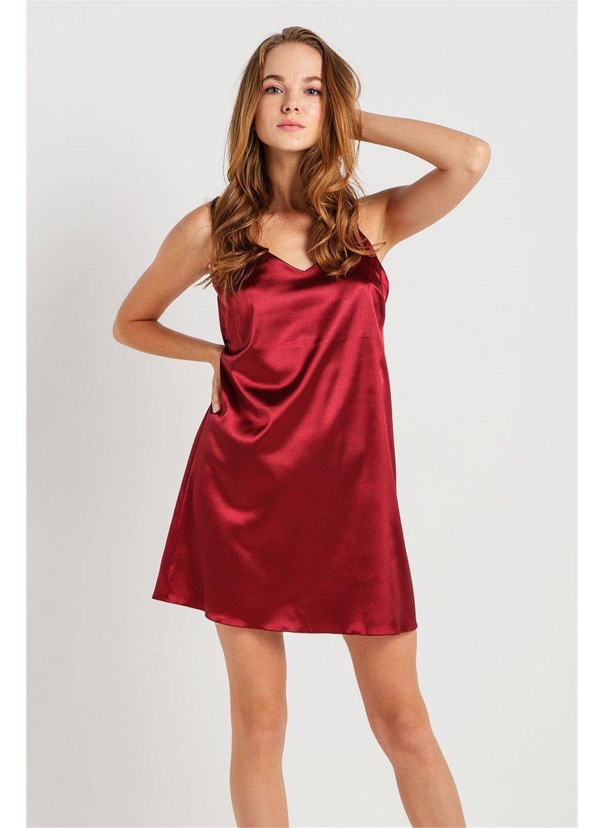 Magic Form 7270 Women's Burgundy Strappy Satin Nightgown  - Image 1