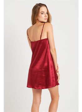 Magic Form 7270 Women's Burgundy Strappy Satin Nightgown  - Image 3