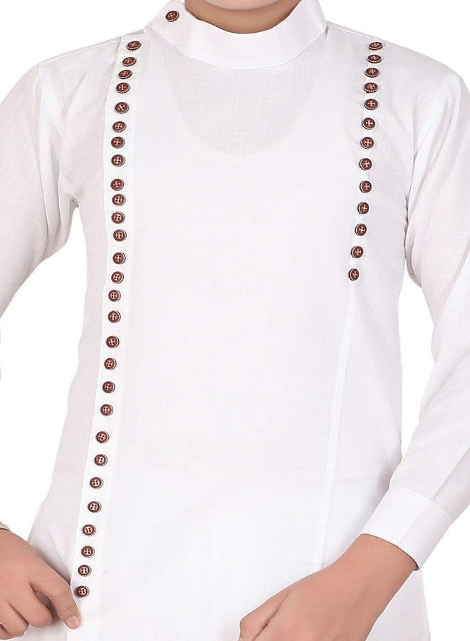 Qtsy Indian Cotton Kurta Set for Boys White - Image 5
