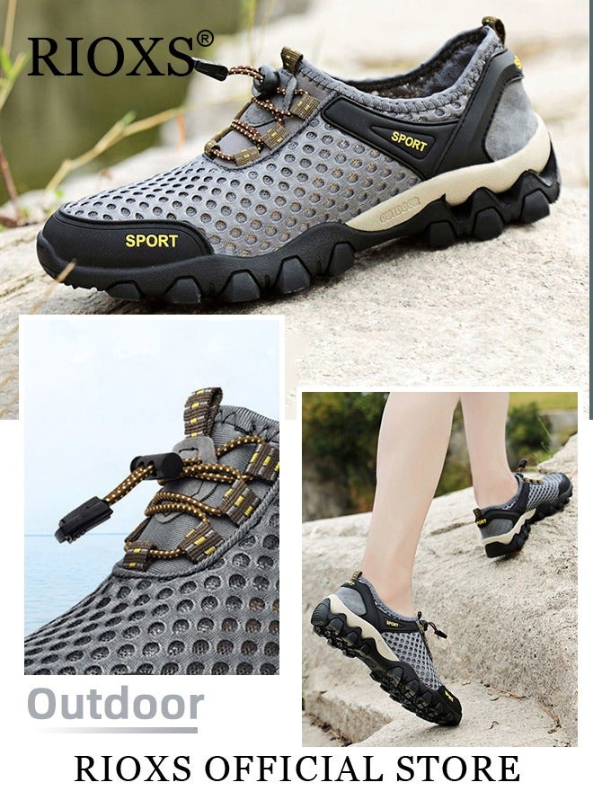 RIOXS Men's Slip-On Walking Shoes with Non-Slip Outsole, Athletic Casual Hiking Shoes, Lightweight Outdoor Running Shoes for Men, Mesh Breathable Sneakers, Suitable for Long Standing Work, Walking, Sports, Indoor and Outdoor Activities, Mens Athlesiure Trainers  - Image 2