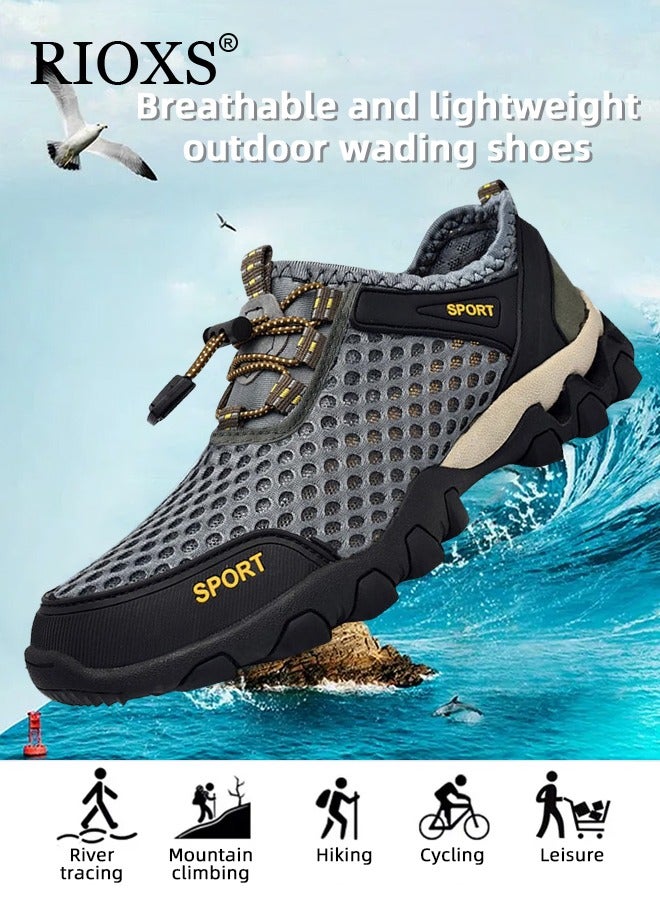 RIOXS Men's Slip-On Walking Shoes with Non-Slip Outsole, Athletic Casual Hiking Shoes, Lightweight Outdoor Running Shoes for Men, Mesh Breathable Sneakers, Suitable for Long Standing Work, Walking, Sports, Indoor and Outdoor Activities, Mens Athlesiure Trainers  - Image 4