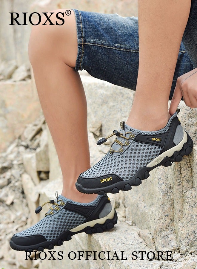 RIOXS Men's Slip-On Walking Shoes with Non-Slip Outsole, Athletic Casual Hiking Shoes, Lightweight Outdoor Running Shoes for Men, Mesh Breathable Sneakers, Suitable for Long Standing Work, Walking, Sports, Indoor and Outdoor Activities, Mens Athlesiure Trainers  - Image 5