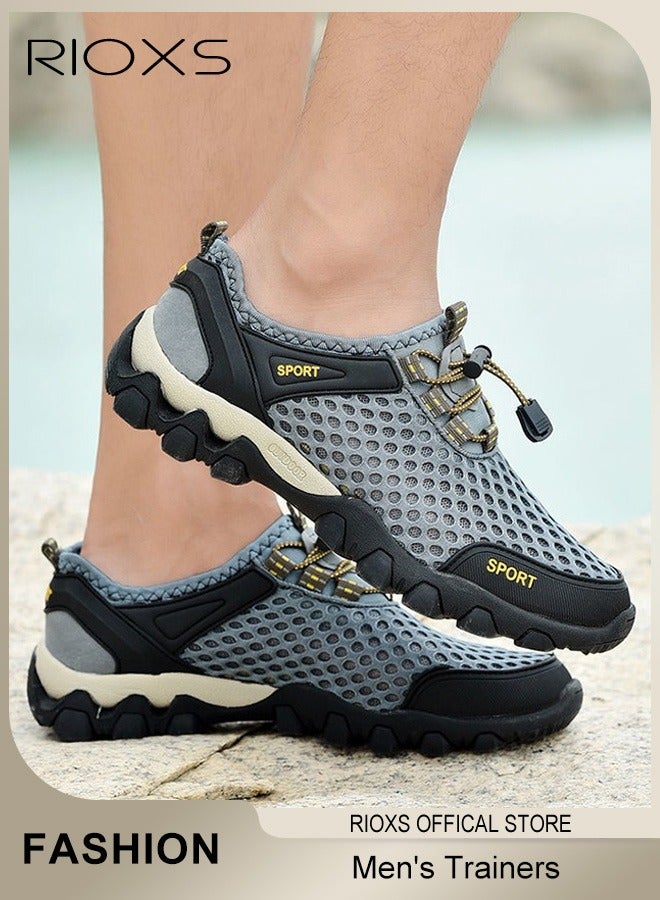 RIOXS Men's Slip-On Walking Shoes with Non-Slip Outsole, Athletic Casual Hiking Shoes, Lightweight Outdoor Running Shoes for Men, Mesh Breathable Sneakers, Suitable for Long Standing Work, Walking, Sports, Indoor and Outdoor Activities, Mens Athlesiure Trainers  - Image 1