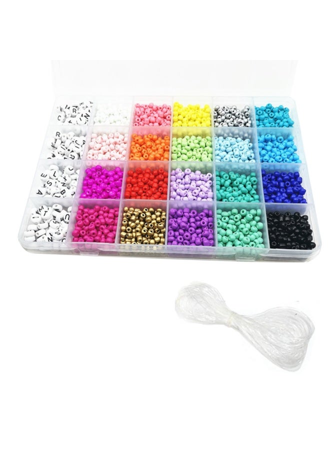 Beads for Bracelets Kit，3mm 8000pcs Glass Seed Beads Multi Color and 240pcs Alphabet Letter Beads for DIY Jewelry Name Bracelets Making - Image 1