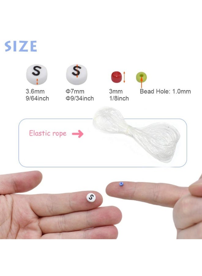 Beads for Bracelets Kit，3mm 8000pcs Glass Seed Beads Multi Color and 240pcs Alphabet Letter Beads for DIY Jewelry Name Bracelets Making - Image 2