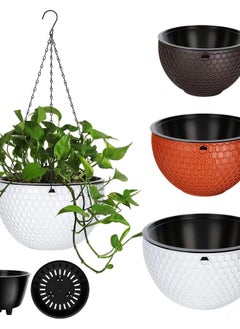 Generic 3 Piece Hanging Planter Set for Indoor and Outdoor Use with Drainage Holes and Removable Saucers for Home and Garden Decor  - Image 1