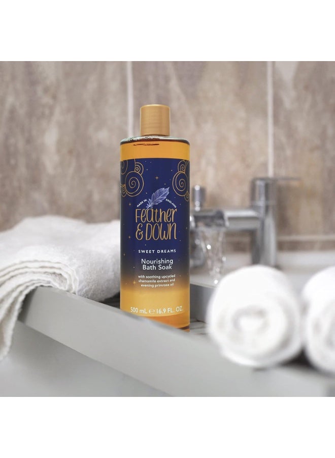 Feather & Down Nourishing Bath Soak (500ml) - with Soothing Upcycled Chamomile Extract And Evening Primrose Oil Nourish Your Body And Calm Your Mind Cruelty Free Vegan Friendly - Image 3