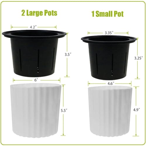 MUZHI Orchid Pot with Net and Holes, Round Self Watering Planter Pot for Indoor Plants and Flowers 3 Sets White - Image 3