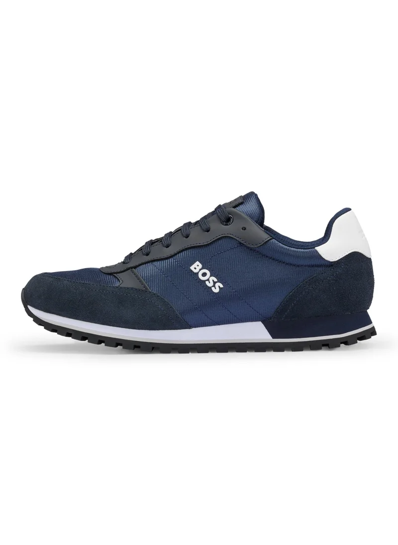 BOSS Mixed-material trainers with faux-leather trims