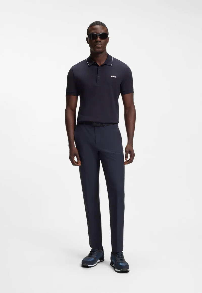 BOSS blue Logo-trim trainers with faux-leather details for Men | Best Price UAE