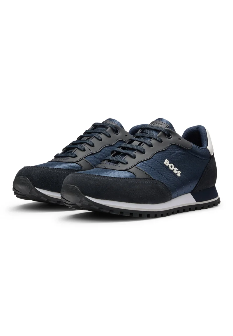 BOSS Logo-trim trainers with faux-leather details