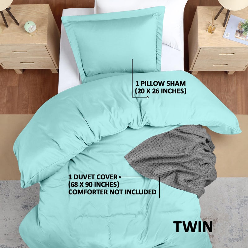 Utopia Bedding Duvet Cover Twin Size - 2 Piece with Zipper Closure - 1 Comforter Cover 68X90 Inches & 1 Pillow Sham 20X26 Inches (Spa Blue) Comforter Not Included - Image 2