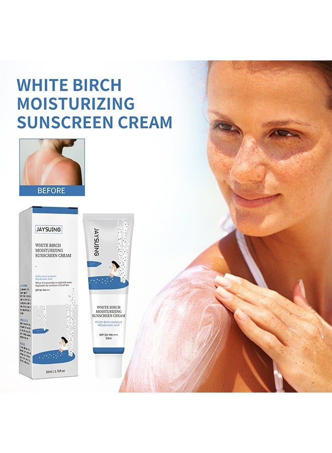 Jaysuing White Birch Moisturizing Sunscreen Cream,SPF 50, PA++++ 50ml - Image 1