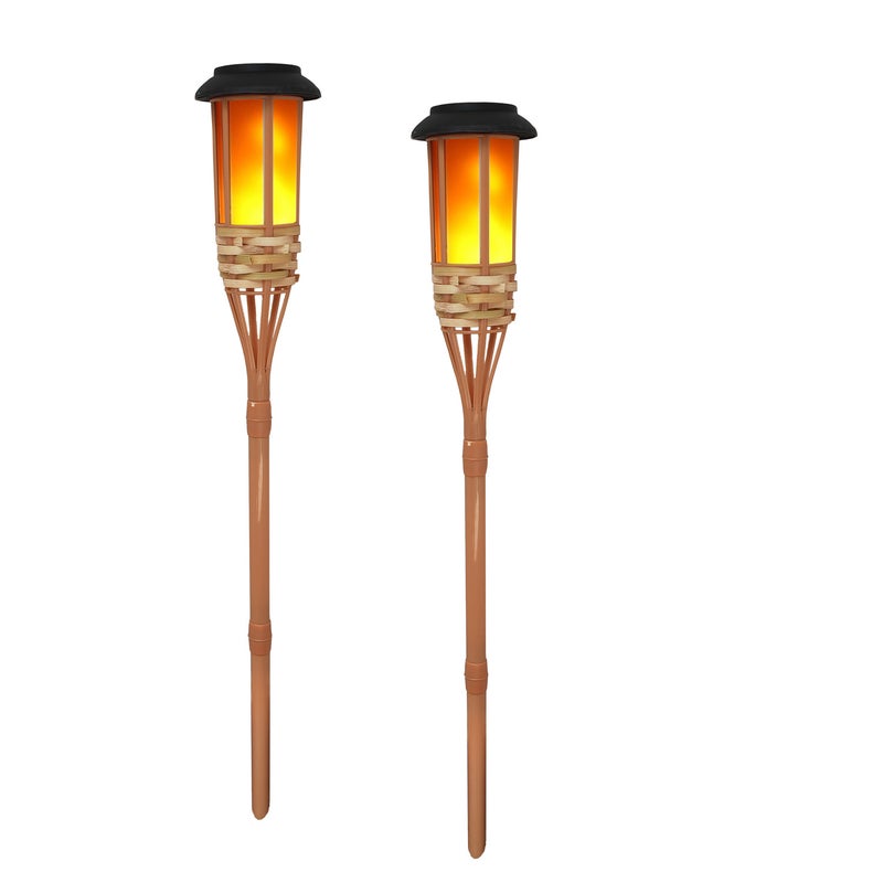 Bamboo Solar Flame Lamp Torch Lamp Bamboo Simulation Solar Flame Lawn Lamp Factory Supply(12 lamp bamboo style, Solar lawn lamp)2pcs bamboo - Image 2