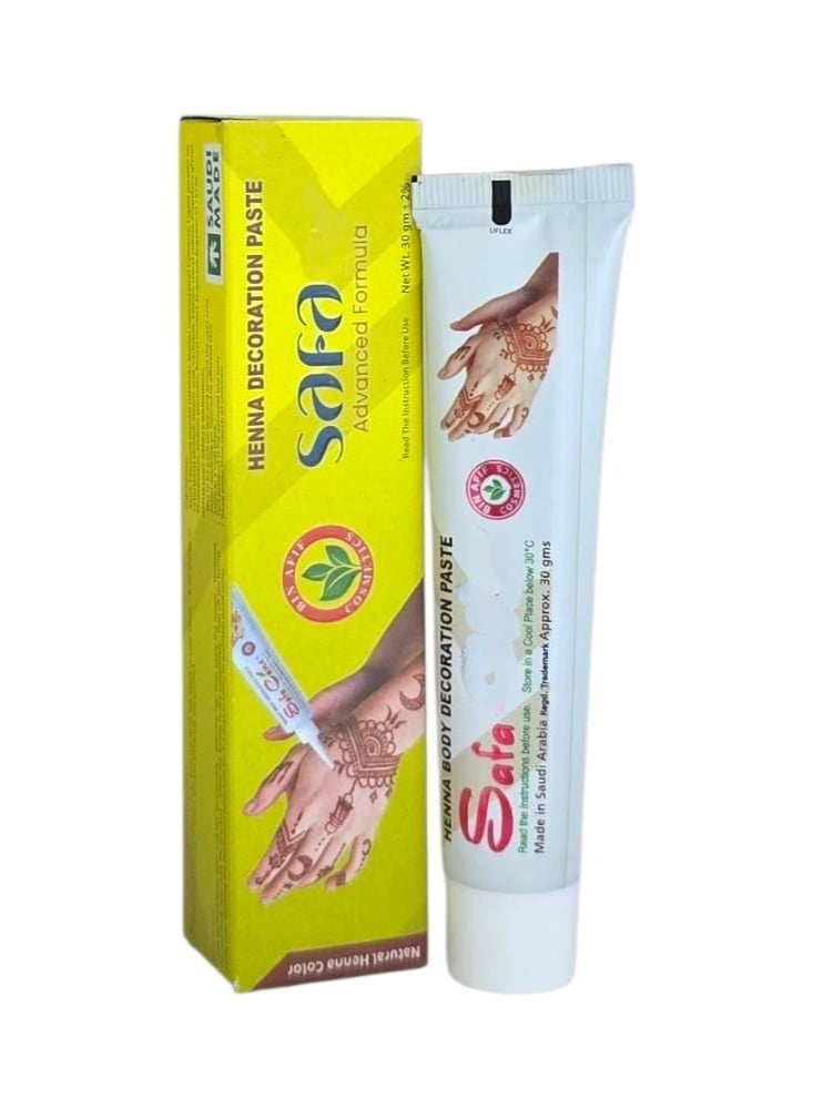 Safa Henna paste for henna designs - with an improved formula - femininity and beauty for your hands - natural henna color (30g) - Image 1
