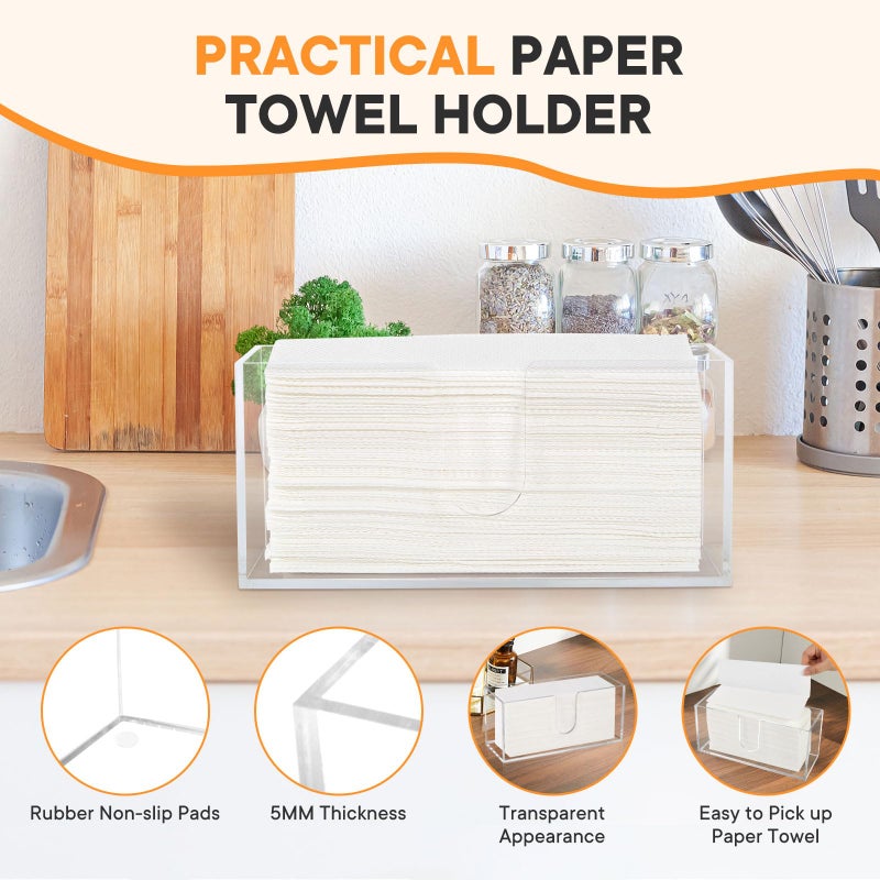 Whdiystella Acrylic Paper Towel Dispenser, Paper Towel Holder Countertop Clear Multi Trifold Napkin Holder, Suitable for Z-fold, C-fold or MultiFold Paper Towels for Bathroom, Toilet, Kitchen - Image 4