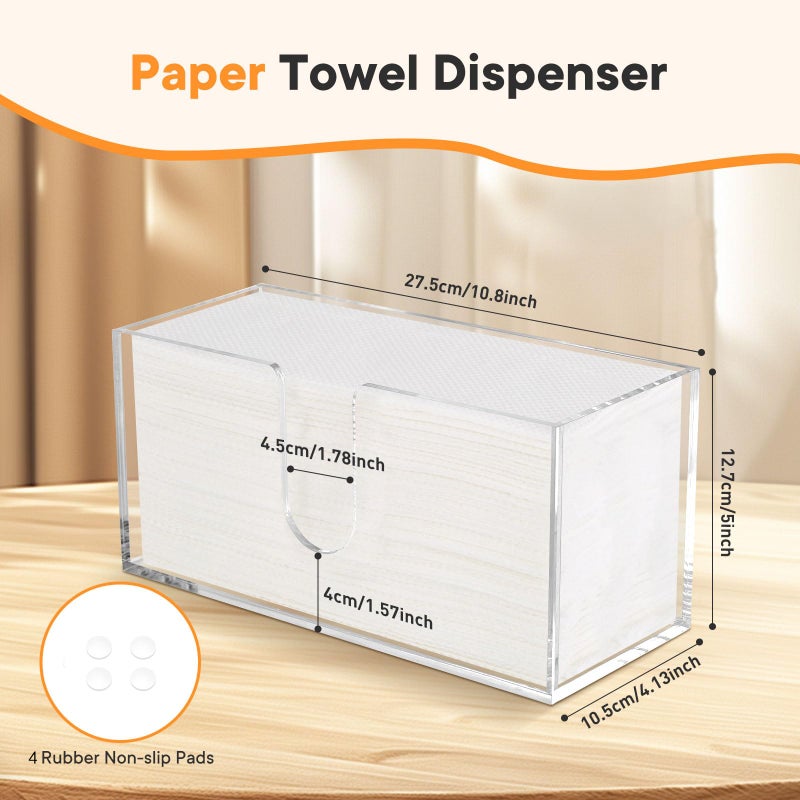 Whdiystella Acrylic Paper Towel Dispenser, Paper Towel Holder Countertop Clear Multi Trifold Napkin Holder, Suitable for Z-fold, C-fold or MultiFold Paper Towels for Bathroom, Toilet, Kitchen - Image 3