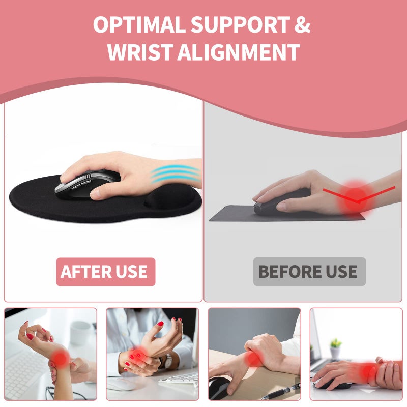 eulps Mouse Pad with Wrist Rest, Comfortable Computer Mousepad with Gel Wrist Support Smooth Surface and Non-Slip PU Base for Pain Relief, Laptop, Office & Home (Rose) - Image 4