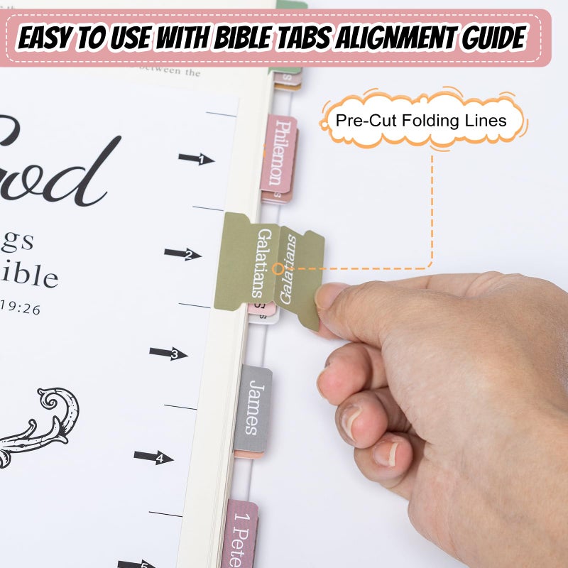 Reaeon Laminated Bible Tabs,75 Tabs,Laminated Bible Index Tabs for Women and Men, Boho Theme Bible Tabs for Easy Navigation, Large Print Easy to Read - Image 4