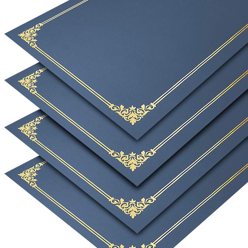 SUNEE Certificate Holders(Navy Blue, 50 Packs), Diploma Covers Gold Foil Border, for Letter Size 8.5x11 Certificates, Cardstock, Document Papers - Image 2