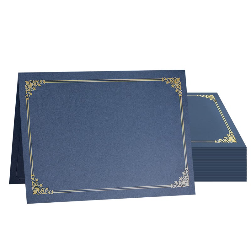 SUNEE Certificate Holders(Navy Blue, 50 Packs), Diploma Covers Gold Foil Border, for Letter Size 8.5x11 Certificates, Cardstock, Document Papers - Image 1