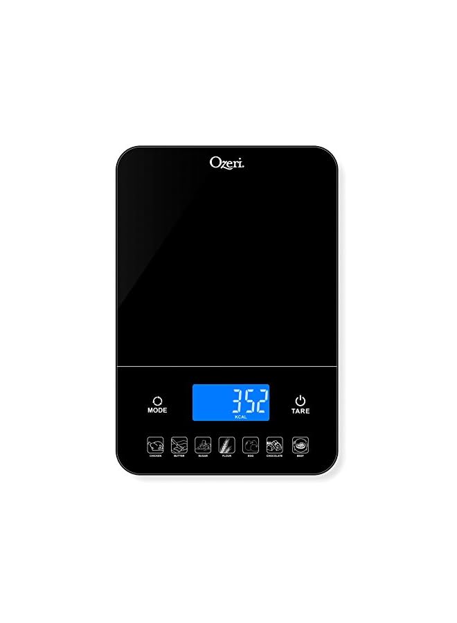 Ozeri ميزان مطبخ رقمي ZK19 Touch III بسعة 10 كجم مع عداد السعرات الحرارية، 22 رطلاً، أسود - Image 2