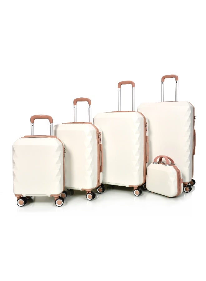 MORANO 5-Piece Women Morano Travel Luggage Trolley Set Special Beige Khaki Size 28''-24''-20''-18''-12'' Inches  - Image 2
