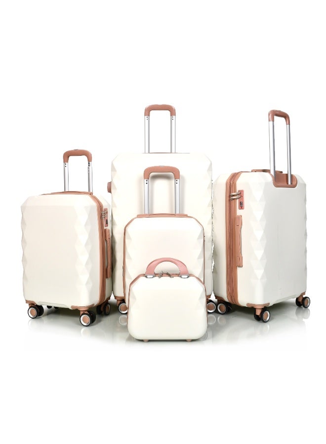 MORANO 5-Piece Women Morano Travel Luggage Trolley Set Special Beige Khaki Size 28''-24''-20''-18''-12'' Inches  - Image 1