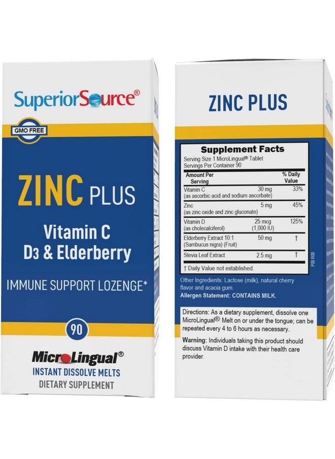 Superior Source Superior Source Zinc Plus - Immune System Health Support Supplement - Vitamin C, Elderberry & Vitamin D3-90 Instant Dissolve Tablets  - Image 4
