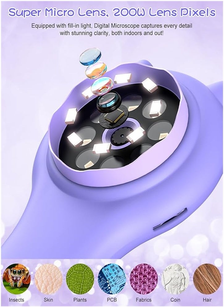 Generic Kids Educational Microscope – Mini Pocket Handheld Microscope – Educational Science Set Toy Birthday Gift for 3 4 5 6 7 8 9 10 Years Old Girls (Purple)  - Image 3